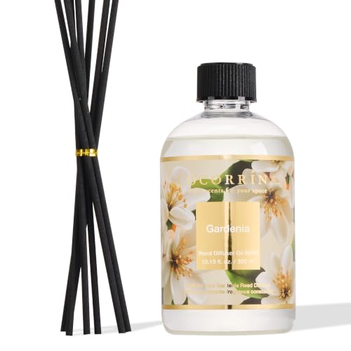 Reed Diffuser Refill Gardenia 10.15oz (300ml) with 8 Sticks - Premium Long-Lasting Floral Essential Oil, Home Fragrance for Bedroom, Bathroom Home Decor - size: 10.15oz