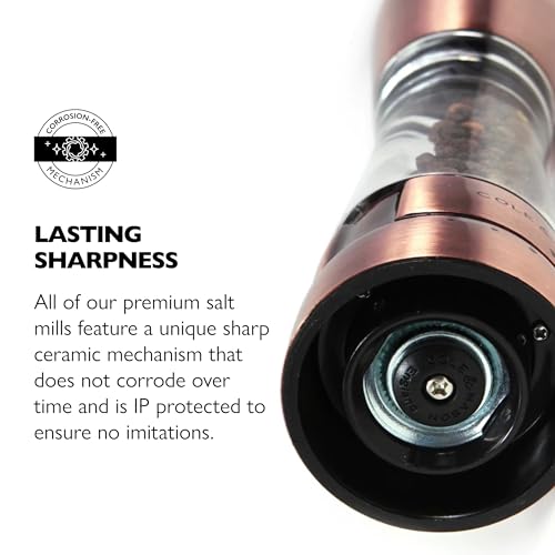 Cole & Mason Derwent Salt & Pepper Mill Gift Set - Refillable Spice Grinder Set 7.5" Salt and Pepper Grinder – Wood - color: Copper