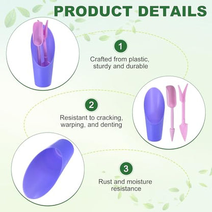 M METERXITY 2-Set Succulent Tools, Plastic 2-in-1 Mini Garden Shovel Hand Succulent Transplanting Tools Garden Shovel Transplant Trowel for Planting/Digging/Aerating/Sowing [Purple] - color: Purple