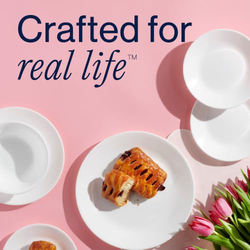 Corelle Vitrelle 8-Piece Dinner Plates Set Triple Layer Glass and Chip Resistant, Lightweight Round Plates, Winter Frost White - size: 10.25" Dinner Plates