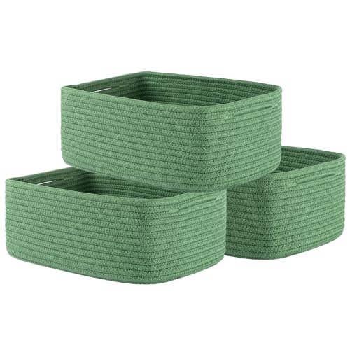 KALLAX Small Woven Storage Basket for Organizing, 13.5x9.5x5 inches, 3 Pack | Shelf baskets for closet organization, toy storage and home decor, Perfect as empty gift baskets for holidays, Green - color: Green, size: 13.5"L x 9.5"W x 5"H