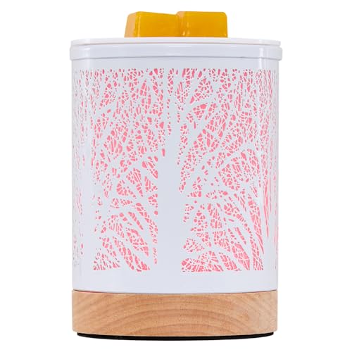 Enaroma Fragrance Wax Melts Warmer with 7 Colors LED Changing Light Scent Oil Candle Warmer for Home Office-White Wooden Tree - color: White