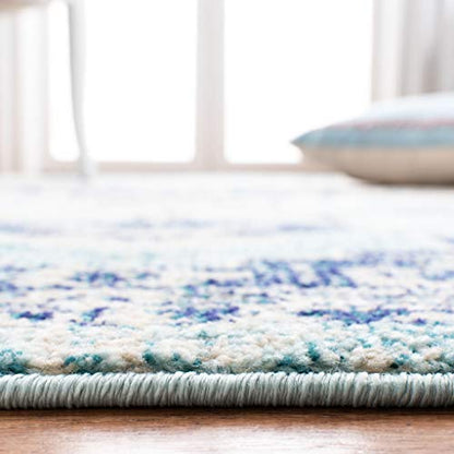 SAFAVIEH Madison Collection Area Rug - 2'2" x 4', Teal & Navy, Boho Chic Distressed Medallion Design, Non-Shedding & Easy to Clean, Ideal for Living Room, Bedroom, Dining Space (MAD473K) - color: Teal/Navy, size: 2'2" x 4' (Rectangular)