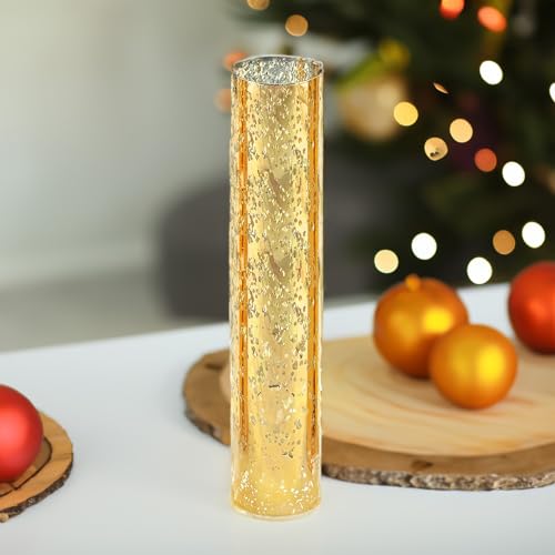 WGVI Hurricane Candle Holder Sleeve, W: 2.5", Ht: 14", Gold Speckled Glass Cylinder Open Both Ends, Chimney Tube Shade, 2 Pieces - color: Gold Speckle, size: 2.5x14"H
