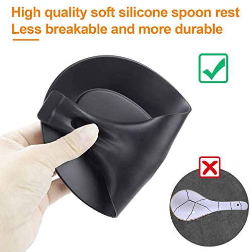 Spoon Rest for Stove Top, 3 Pack Small Silicone Spoon Holder for Kitchen Counter, Coffee Spoon Rest, Heat Resistant Cooking Spoon Holder Perfect Kitchen Gadgets - color: Gray