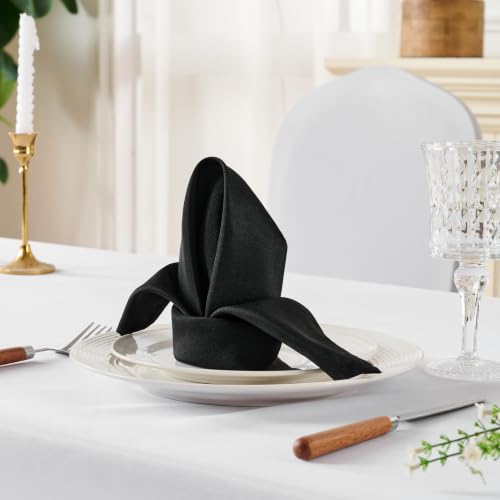 VidaFete Black Cloth Napkin, 17 x 17 Inch Polyester Napkins Set of 12 | Polyester Napkins Cloth Reusable & Wrinkle-Resistant Dinner Napkins for Weddings, Banquets, Parties, Hotels and Restaurants - color: Black, size: 17" x 17" (Set of 12)