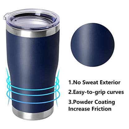 DOMICARE 20oz Tumbler with Lid Stainless Steel Tumblers Bulk, Double Wall Vacuum Insulated Coffee Travel Mug Powder Coated Tumbler, 12 Count (Pack of 1) Navy - color: Navy, size: 12 count