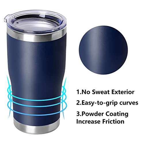 DOMICARE 20oz Tumbler with Lid Stainless Steel Tumblers Bulk, Double Wall Vacuum Insulated Coffee Travel Mug Powder Coated Tumbler, 4 Count (Pack of 1) Navy - color: Navy, size: 4 count