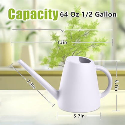ZXJ Plant Watering Cans for Indoor and Outdoor Home Garden Plants - with Long Spout - White - 1/2 Gallon - color: White