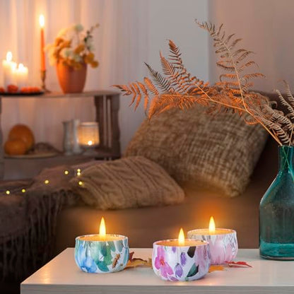 Hausware 3 Pack Scented Candles, 2.5 oz Aromatherapy Candles with Floral Scents,Soy Candles Set with 72H Burning Time,Ideal Gift for Women(Magnolia+Jasmine+Rose) - color: Magnolia+Jasmine+Rose