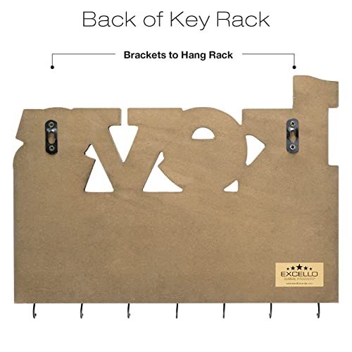 EXCELLO GLOBAL PRODUCTS Rustic Keys Wall Mounted Hanging Entryway Organizer with 4 Hooks. 13" x 9" Use as hat Organizer, Key Holder, Mail sorter. Perfect for Entryway, Kitchen, Bathroom, Hallway - style: KEYS