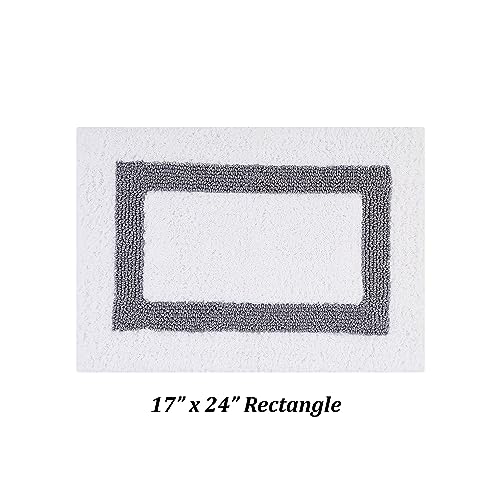 Better Trends 100% Cotton Hotel Collection Bath Mats Set, White & Gray Mats - Tufted, Reversible & Absorbent & Machine Washable 2 Piece Bathroom Rug Set, Shower & Sink Bath Rug - color: White & Gray, size: 2 Piece Set (17" x 24" | 17" x 24")