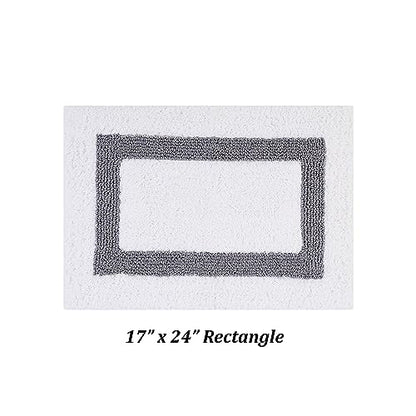 Better Trends 100% Cotton Hotel Collection Bath Mats Set, White & Gray Mats - Tufted, Reversible & Absorbent & Machine Washable 2 Piece Bathroom Rug Set, Shower & Sink Bath Rug - color: White & Gray, size: 2 Piece Set (17" x 24" | 17" x 24")
