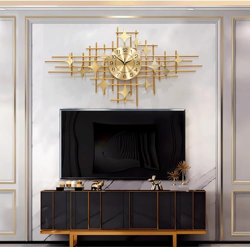 Modern 39.3 Inch Gold Silent Wall Clock - Chic Quartz Home Decor for Living Room, Stylish Accent for Contemporary Interiors, Unique Decorative Piece