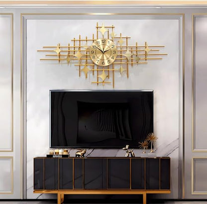 Modern 39.3 Inch Gold Silent Wall Clock - Chic Quartz Home Decor for Living Room, Stylish Accent for Contemporary Interiors, Unique Decorative Piece