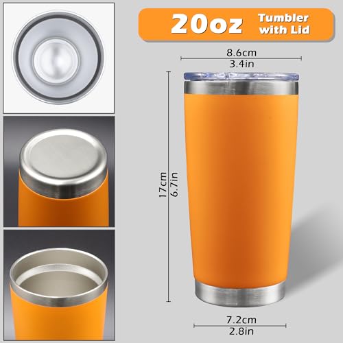 20oz Tumbler with Lid Stainless Steel Tumblers Insulated Mug Orange 12P - color: Orange