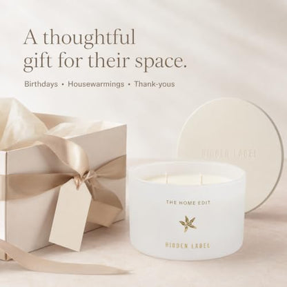 Hidden Label Vanilla Jasmine Scented Candle, 10 oz 2-Wick | Soy wax jar candle, up to 45 hours, warm floral scent for bedroom, bathroom, living room and gifting - color: Vanilla Jasmine
