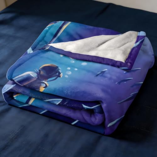 Deep Sea Diver Flannel Fleece Throw Blanket - Soft Cozy Lightweight Anti-Pilling for Couch Bed (DIVER-BLANKET-5040) - size: 50x40inch