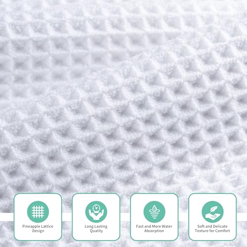 MICROFI Microfiber Waffle Bath Towels, 3 Pieces, Oversized, Soft, Absorbent, Fast Drying, Lint Free, Includes Bath, Face and Hand Towels 430 GSM - color: White