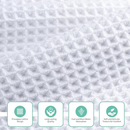 MICROFI Microfiber Waffle Bath Towels, 3 Pieces, Oversized, Soft, Absorbent, Fast Drying, Lint Free, Includes Bath, Face and Hand Towels 430 GSM - color: White