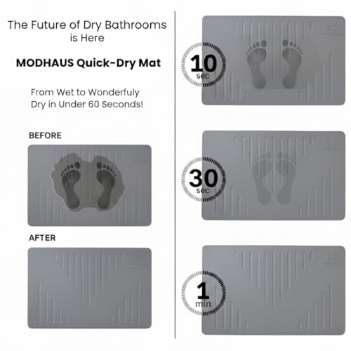 MODHAUS Diatomite Stone Bath Mat, Fast Drying Natural Bathroom Mat, Eco Friendly Non Slip Super Absorbent Bathroom Floor Mat, Easy Clean Stone Bath Mats for Bathroom (23.6" x 15.6”) (Dark Gray) - color: Dark Gray