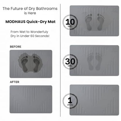 MODHAUS Diatomite Stone Bath Mat, Fast Drying Natural Bathroom Mat, Eco Friendly Non Slip Super Absorbent Bathroom Floor Mat, Easy Clean Stone Bath Mats for Bathroom (23.6" x 15.6”) (Dark Gray) - color: Dark Gray