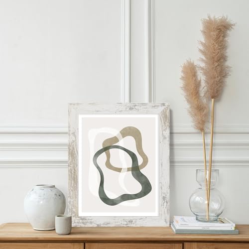 Hongkee 8.5x11 Picture Frame Set of 2, Distressed White Certificate Document Frames with Glass Collage Frame, Display Pictures Two 5x7 With Mat or 8.5 x 11 Without Mat, Photo Frames Wall Gallery - color: Distressed White, size: 8.5x11 in matted to 2-5x7