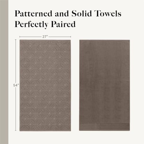 Modern Threads 6 Piece Cotton Bath Towel Set – Ultra Soft 550 GSM Towels – Bathroom Set with Hand Towels and Washcloths – Geometric (Classic Taupe) - color: Classic Taupe, size: Standard, style: Geometric