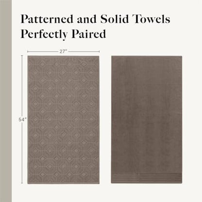 Modern Threads 6 Piece Cotton Bath Towel Set – Ultra Soft 550 GSM Towels – Bathroom Set with Hand Towels and Washcloths – Geometric (Classic Taupe) - color: Classic Taupe, size: Standard, style: Geometric