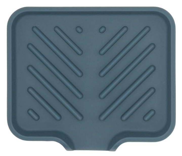 Silicone Soap Dish Tray and Sponge Holder with Drain Chute and Feet | 3-Way Sloped Design | Bathroom and Kitchen Sink Organizer Caddy (Smoky Blue, 5"x4", 3.5 Ounces) - color: Smoky Blue, size: 5"x4"