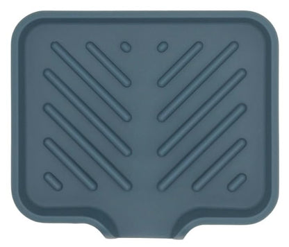 Silicone Soap Dish Tray and Sponge Holder with Drain Chute and Feet | 3-Way Sloped Design | Bathroom and Kitchen Sink Organizer Caddy (Smoky Blue, 5"x4", 3.5 Ounces) - color: Smoky Blue, size: 5"x4"