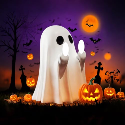 [Halloween Fun] Cute Ghost The Finger Desk Decor - Spooky Novelty Gift for Halloween Party, Office & Home Decoration (Funny Gift for Friends & Family) White - color: White