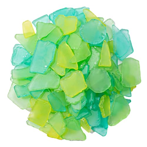 Keedolla Sea Glass for Crafts - 15 OZ Flat Frosted Seaglass Pieces Crushed for DIY Art Crafts, Vase Filler, Beach Weddings, Aquarium and Home Decor (Green, Yellow, Blue) - color: Green, Yellow, Blue, size: 15 OZ / 0.93 LB