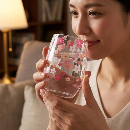 Hand Blown Etched Stemless Wine Glasses 19oz, Set of 4, Everyday Drinking Glasses, Large capacity, Unique Gifts for Him Her for Birthday, Wedding, Anniversary (Clear With Cherry Blossoms) - color: Clear With Cherry Blossoms