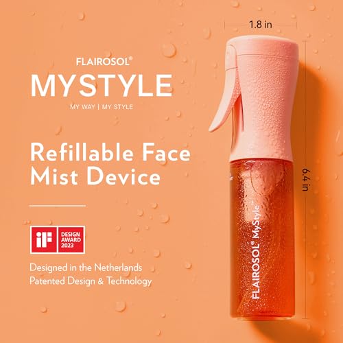 FLAIROSOL MyStyle Travel Continuous Spray Bottle, 3.04oz/90ml, Peach | Portion control mist for air fryer, salad, BBQ, refillable & reusable, fine mist olive oil kitchen sprayer, anti-drip - color: Peach, style: 1 Pack