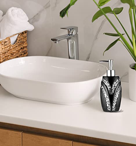 Zahari Home Sinatra Soap Dispenser/Lotion Pump Unique Design Bling Glass Mosaic Décor, Black - color: Black