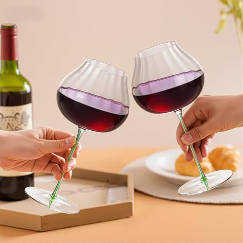 KAMMAK Crystal Red Wine Glasses Set of 2, 24.69 oz Stemmed Glasses, XY018 | Hand Blown, Bordeaux Wine Glasses, Thin Rim & Long Stem, Red & White, Daily Use, Wedding or Birthday Gift for Women - size: 8KPDSXY018