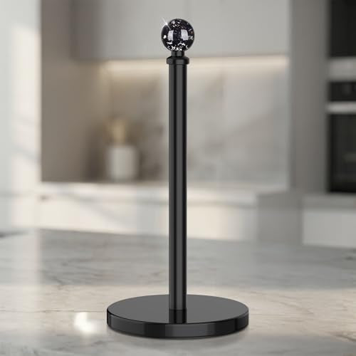 Black Paper Towel Holder Countertop, Unique Black Ball Decor,Brass Paper Towel Holder for Kitchen - Sturdy, Durable, and Elegant Home Decor for Kitchen - color: Black