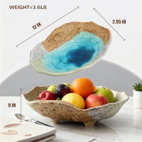 Fruit Bowl,12" Decorative Bowl,Ceramic Christmas Bowl,Jewelry and Key Holder for Modern Farmhouse Décor,Room Decor,Entryway Decor Bowls