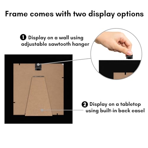 Americanflat 4x4 Picture Frame - Engineered Wood - Black | Shatter-resistant glass, wall or tabletop display with included easel, sawtooth hangers included - color: Black, size: 4x4