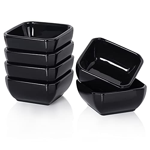 DELLING 3 Oz Porcelain Dip Bowls Set of 6, Black Ceramic Dipping Sauce Bowls - Small Bowls for Charcuterie Board Accessories, Soy Sauce Dish, Condiment Cups for BBQ Party, Dishwasher Safe - color: Black, size: 3oz
