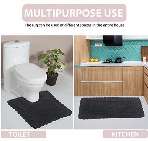 Home Weavers Casual Elegance Reversible Bathmat 100% Cotton Bathroom Rugs Set, Washable Rug, Extra Soft and Absorbent Bath Rug, Kitchen Mat, Bath Mat Set, Non Slip Mat, 17"x24" Rectangle, Gray - color: Grey, size: 1'5" x 2' (Rectangular)
