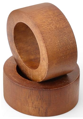 ALPHA Living HOME Handmade Wood Napkin Rings Set of 12 - Dining Table Napkin Holder, Classic Everyday Use Thanksgiving, Christmas Napkin Rings Buckles, Festive Party Gift (Brown) - color: Natural Tone, size: 12- Pack