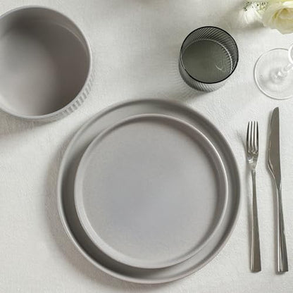 Stone Lain Haven Modern Stoneware 4 Piece Dinner Plates Sets, Dish Set for 4, Reactive Glaze Grey - color: Gray, size: 4-Piece - Dinner Plate