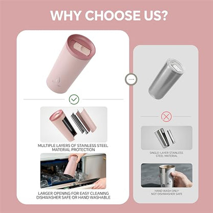 Ideus 17 oz Travel Coffee Mug, Double Wall Vacuum Stainless Steel Insulated Coffee Tumbler With Lid, Splash-Proof & Cup Holder Friendly, Keeps Drinks Hot/Cold, Dishwasher Safe, Blush - color: Blush