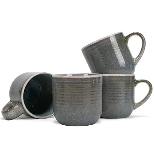 Elanze Designs Glossy Reactive Glaze Large 17 Fluid Ounce Everyday Kitchen Food Grade Ceramic Stoneware Coffee Mug Cup with Comfort Curved Handles, Set of 4, Ocean Teal Blue - color: Ocean Teal Blue