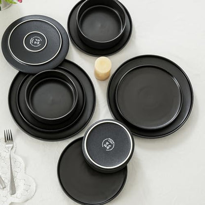 26 OZ Ceramic Cereal Bowls Set, 6 Inch, Set of 4, Modern Black | Dishwasher & Microwave Safe, Handcrafted, For Breakfast, Soups, Oatmeal, Ramen, Pho, Udon, Soba - color: Black, size: Cereal Bowls Set (4PCS)