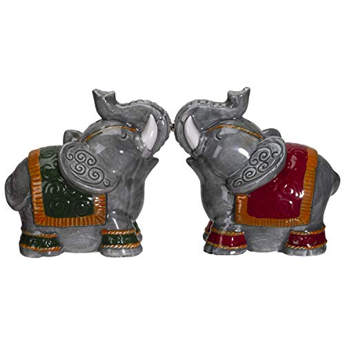 Pacific Giftware Raja Elephants Ceramic Salt and Pepper Shakers Set