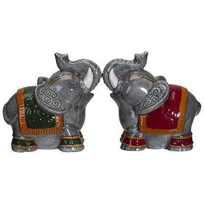 Pacific Giftware Raja Elephants Ceramic Salt and Pepper Shakers Set