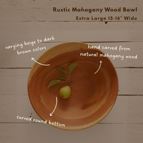 Rustic Wood Bowls for Serving Salads (Extra Large (15-16")) - size: Extra Large (15-16")